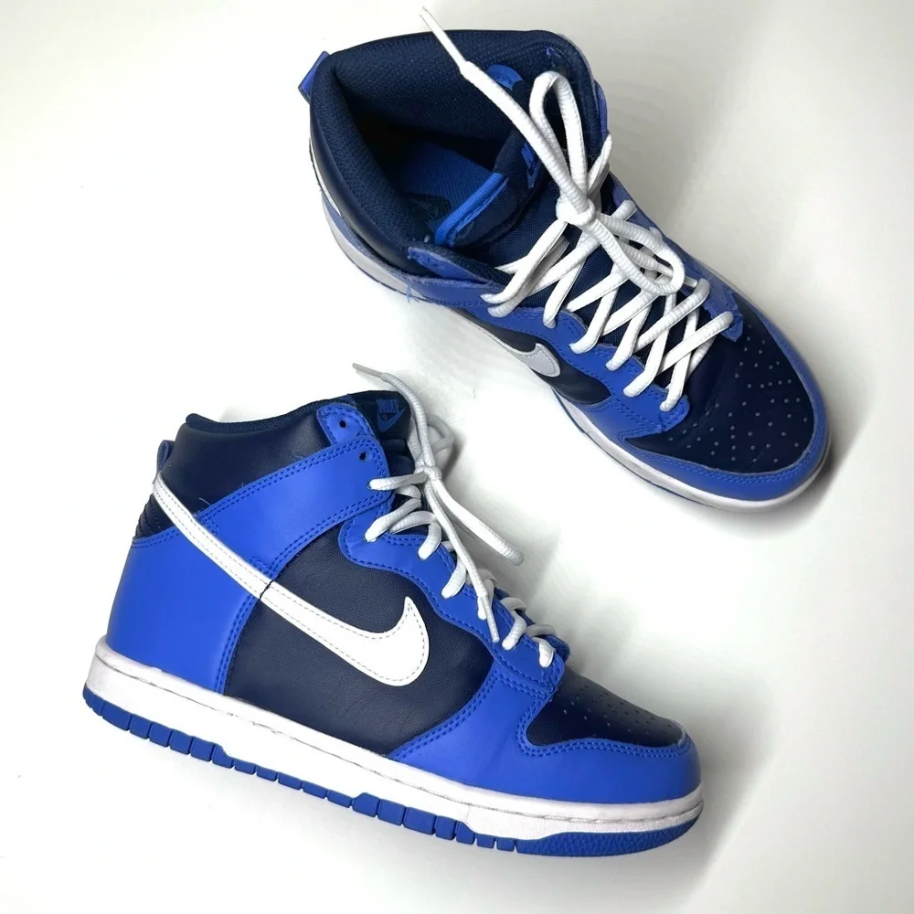Nike Dunk Kids Obsidian Blue and White High-Top Sneakers Size- 6Y